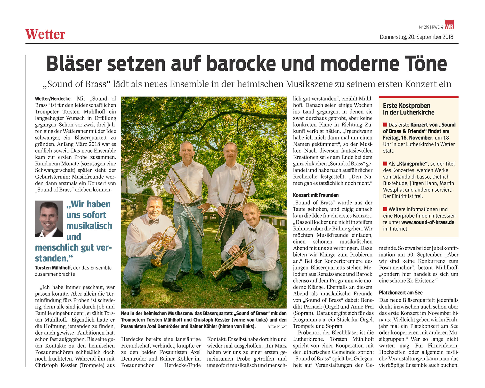 Artikel in der Westfälischen Rundschau